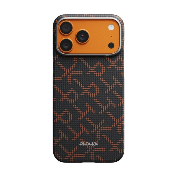 Pitaka Monogram Edge Case for iPhone 17 Pro Max in Leaping Orange Black with MagSafe and aramid fiber protection Qatar