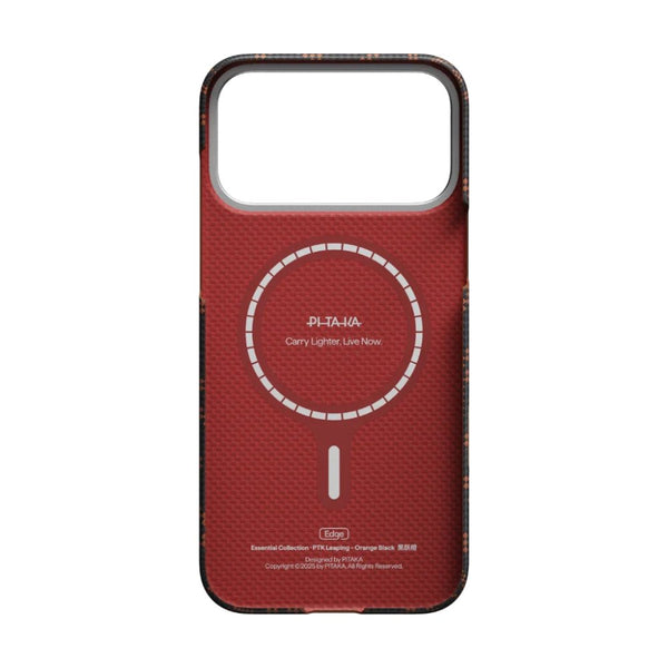 Pitaka Monogram Edge Case for iPhone 17 Pro Max in Leaping Orange Black with MagSafe and aramid fiber protection Qatar
