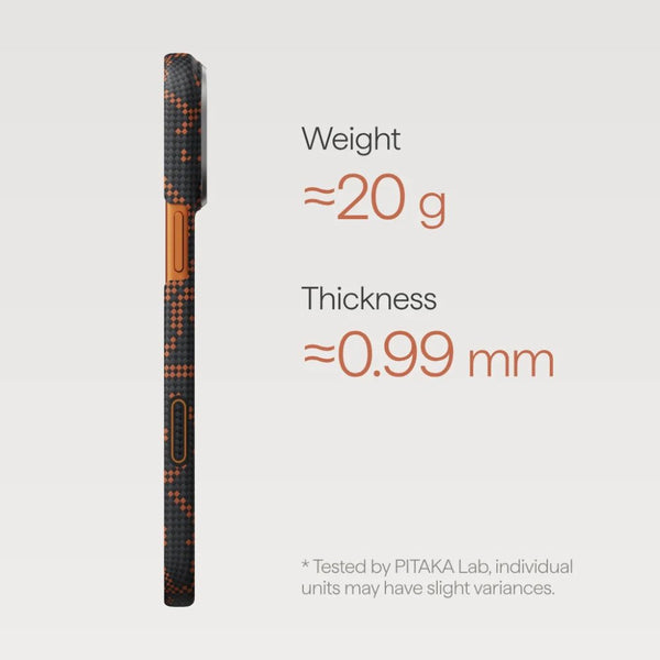 Pitaka Monogram Edge Case for iPhone 17 Pro Max in Leaping Orange Black with MagSafe and aramid fiber protection Qatar