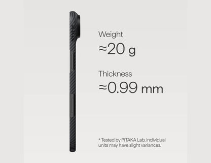 Pitaka Ultra-Slim Aramid Fiber Case for iPhone 17 Pro, Pro Max, Air, ultra-thin, MagSafe compatible, scratch-resistant, lightweight