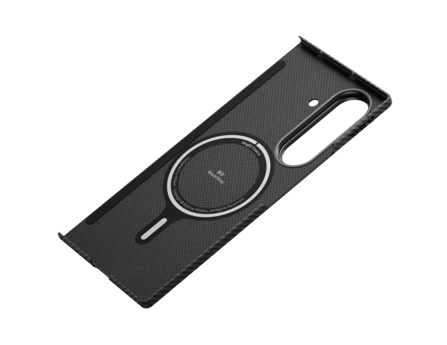 Pitaka Ultra-Slim aramid fiber case for Samsung Galaxy Z Flip 7 Black/Grey, MagSafe compatible, featherlight, scratch-resistant, at Thabthaba Store Qatar
