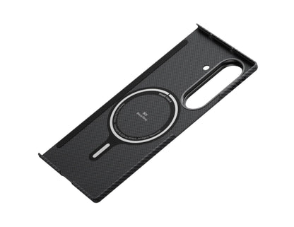 Pitaka Ultra-Slim aramid fiber case for Samsung Galaxy Z Flip 7 Black/Grey, MagSafe compatible, featherlight, scratch-resistant, at Thabthaba Store Qatar