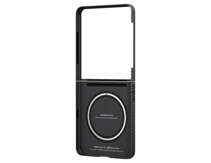 Pitaka Ultra-Slim aramid fiber case for Samsung Galaxy Z Flip 7 Black/Grey, MagSafe compatible, featherlight, scratch-resistant, at Thabthaba Store Qatar