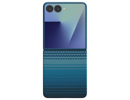 Pitaka Ultra-Slim aramid fiber case for Samsung Galaxy Z Flip 7 with Fusion Weaving, MagSafe compatible, available in Sunset and Moonrise, at Thabthaba Store Qatar