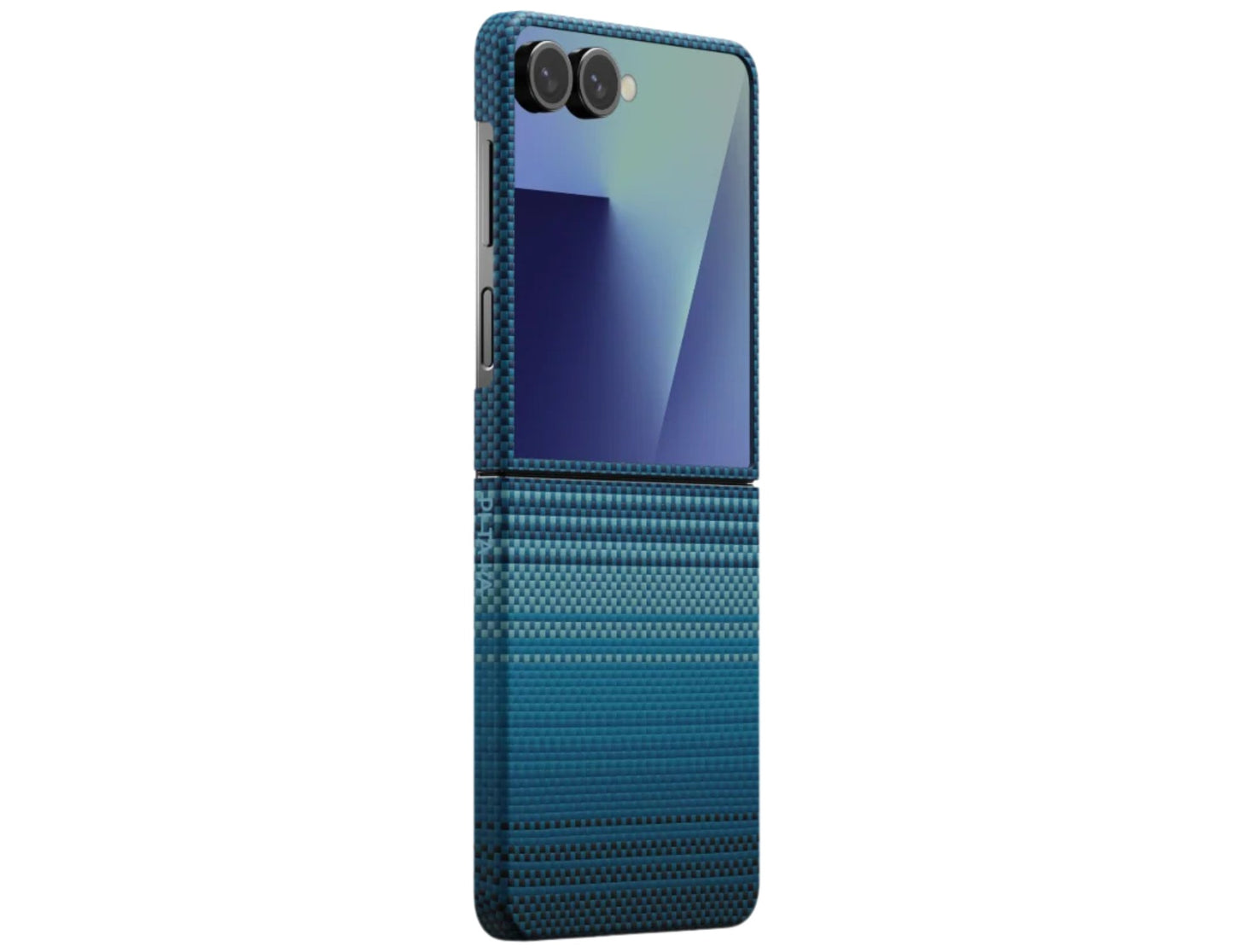 Pitaka Ultra-Slim aramid fiber case for Samsung Galaxy Z Flip 7 with Fusion Weaving, MagSafe compatible, available in Sunset and Moonrise, at Thabthaba Store Qatar