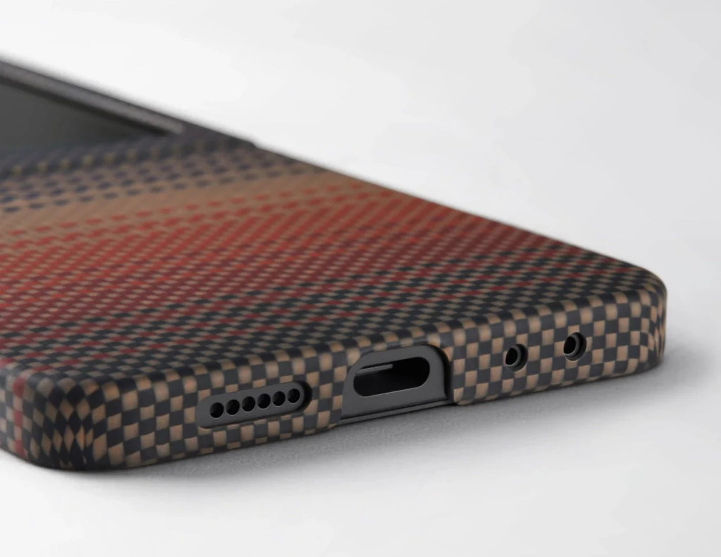 Pitaka Ultra-Slim aramid fiber case for Samsung Galaxy Z Flip 7 with Fusion Weaving, MagSafe compatible, available in Sunset and Moonrise, at Thabthaba Store Qatar