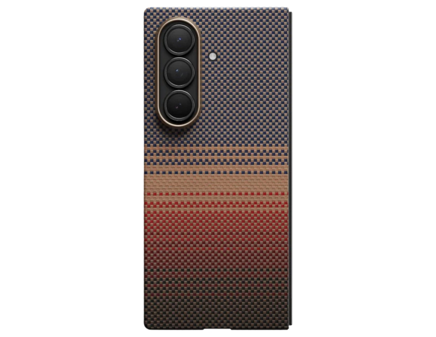Pitaka Ultra Slim Rear Case for Samsung Galaxy Z Fold 7 with Fusion Weaving aramid fiber, MagSafe compatible, shown in Sunset and Moonrise colors, at Thabthaba Store Qatar