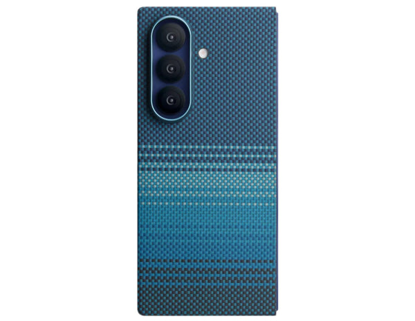 Pitaka Ultra Slim Rear Case for Samsung Galaxy Z Fold 7 with Fusion Weaving aramid fiber, MagSafe compatible, shown in Sunset and Moonrise colors, at Thabthaba Store Qatar
