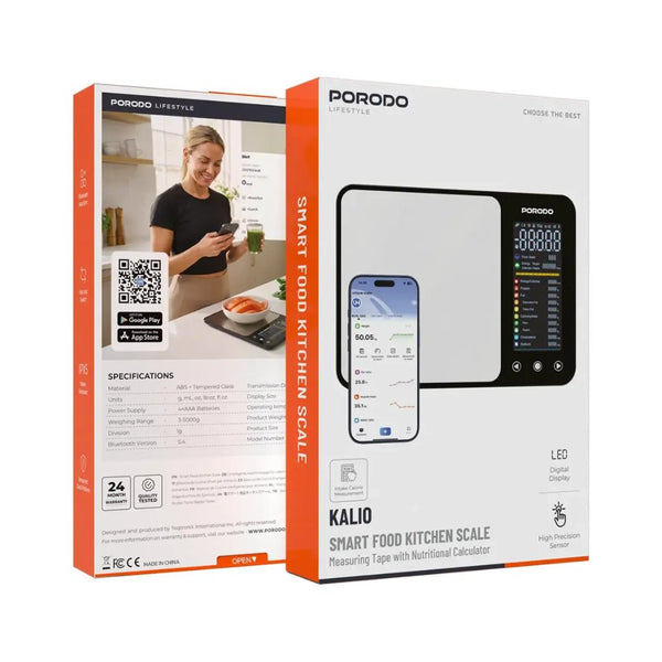 Porodo Kalio smart food kitchen scale silver Bluetooth nutritional calculator 5kg Qatar