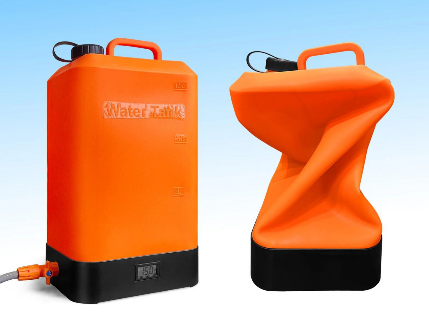 Folded silicone water tank showcasing the compact and portable design.