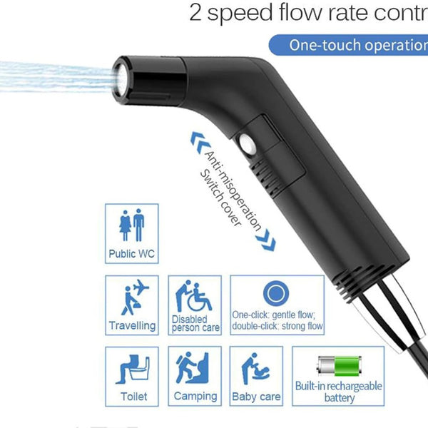 Portable USB Rechargeable Travel Bidet Sprayer 2.3L IPX6 Black Qatar