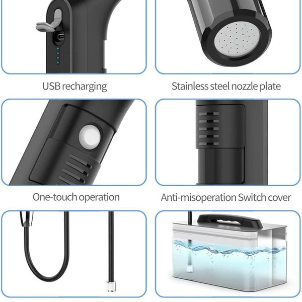 Portable USB Rechargeable Travel Bidet Sprayer 2.3L IPX6 Black Qatar