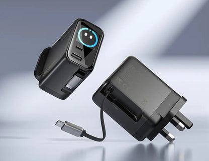 Powerology 100W TFT adapter retractable Type-C cable black Qatar