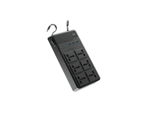 Powerology 2500W 6AC retractable power strip black Qatar