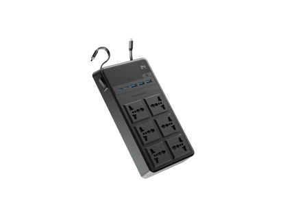 Powerology 2500W 6AC retractable power strip black Qatar