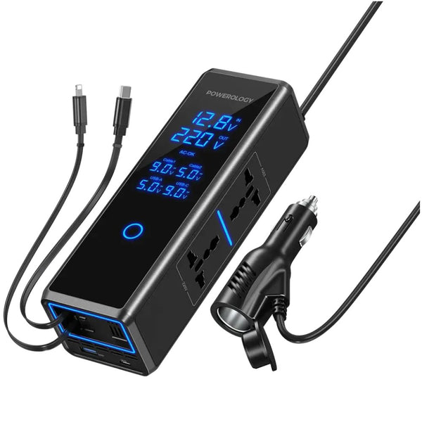 Powerology 300W dual AC socket pure sine wave car power inverter black Qatar