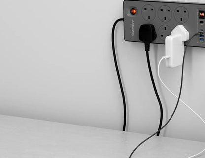 Powerology 6AC 2990W power strip black USB-C PD 20W Qatar
