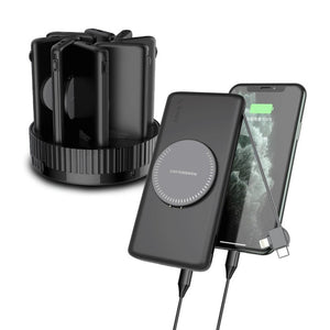Powerology 8-in-1 10000mAh power bank charging station with wireless charging Black Qatar