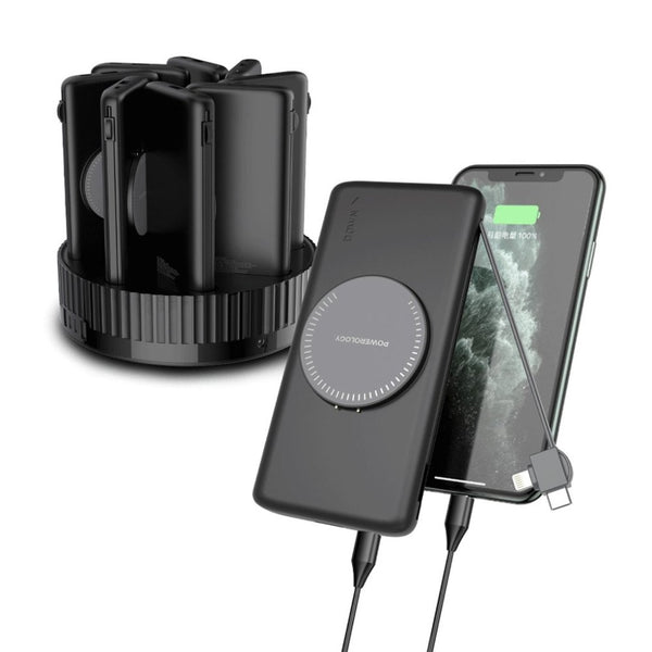 Powerology 8-in-1 10000mAh power bank charging station with wireless charging Black Qatar