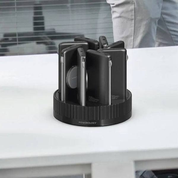 Powerology 8-in-1 10000mAh power bank charging station with wireless charging Black Qatar
