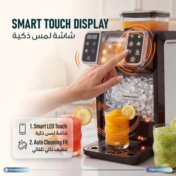 Powerology Alaska 2-in-1 Ice and Snow Maker PWSC6201BK Black with three ice textures and fast ice production in Qatar