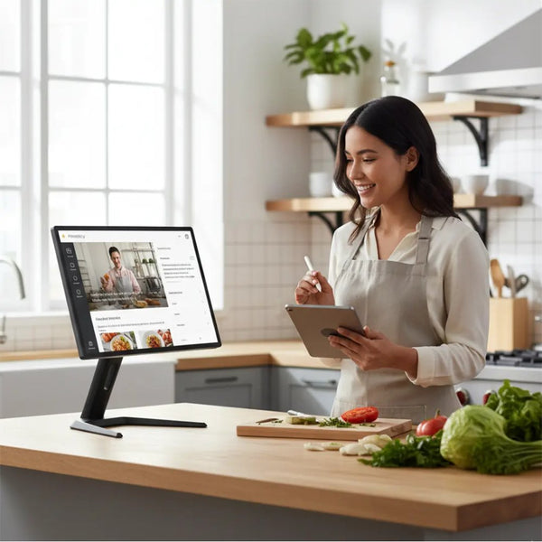 Powerology Banf 32 inch portable smart monitor with touchscreen Android 15 and 38400mAh battery Gray Qatar