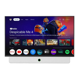 Powerology PG27FWH white 27-inch portable Full HD Smart TV with Android 14, 38400mAh battery and built-in stereo speakers in Qatar