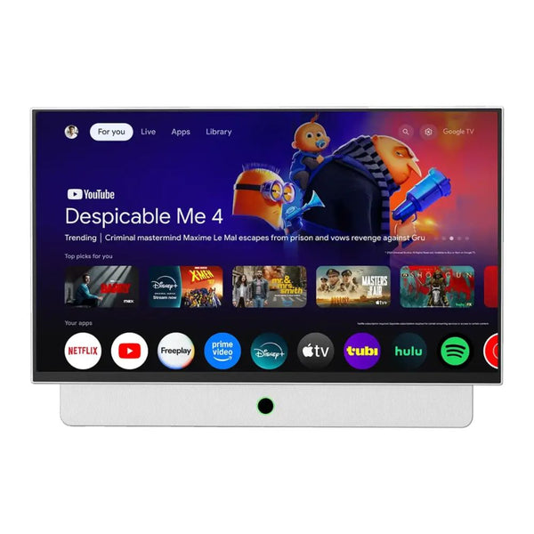 Powerology PG27FWH white 27-inch portable Full HD Smart TV with Android 14, 38400mAh battery and built-in stereo speakers in Qatar