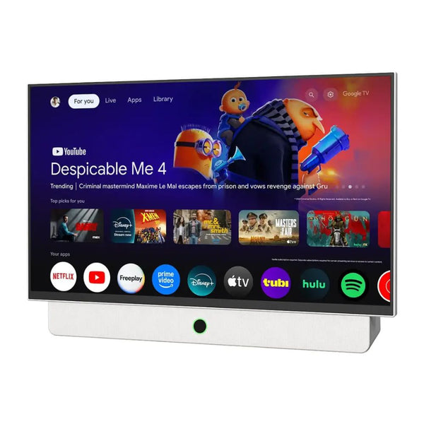 Powerology PG27FWH white 27-inch portable Full HD Smart TV with Android 14, 38400mAh battery and built-in stereo speakers in Qatar