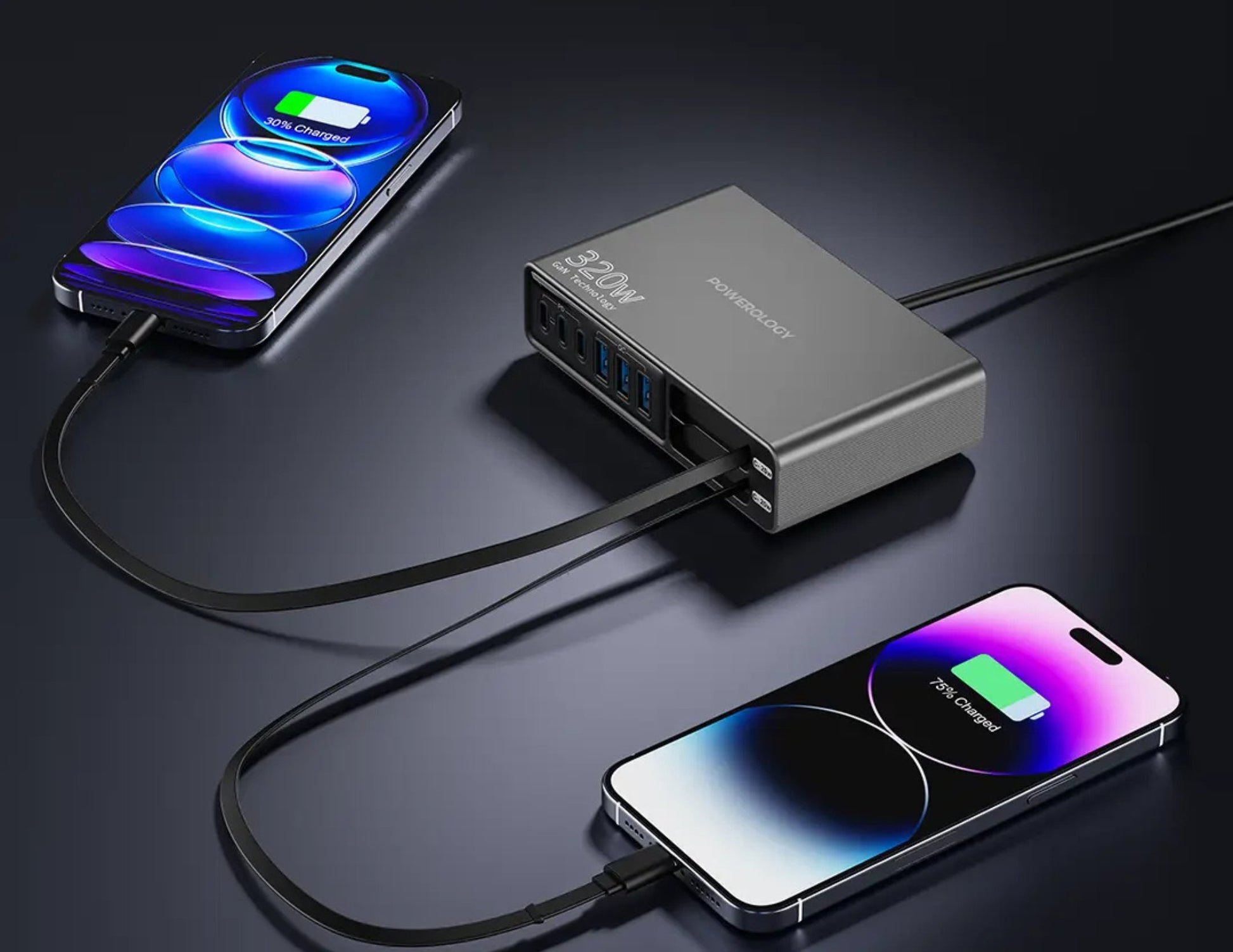 Powerology Univo Charging Station PD 100W black 320W GaN desktop charging station