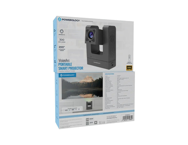 Powerology VisionArc Portable Smart Projector Gray PYM220CGY 1080P Android 12 Wi‑Fi 6 Qatar