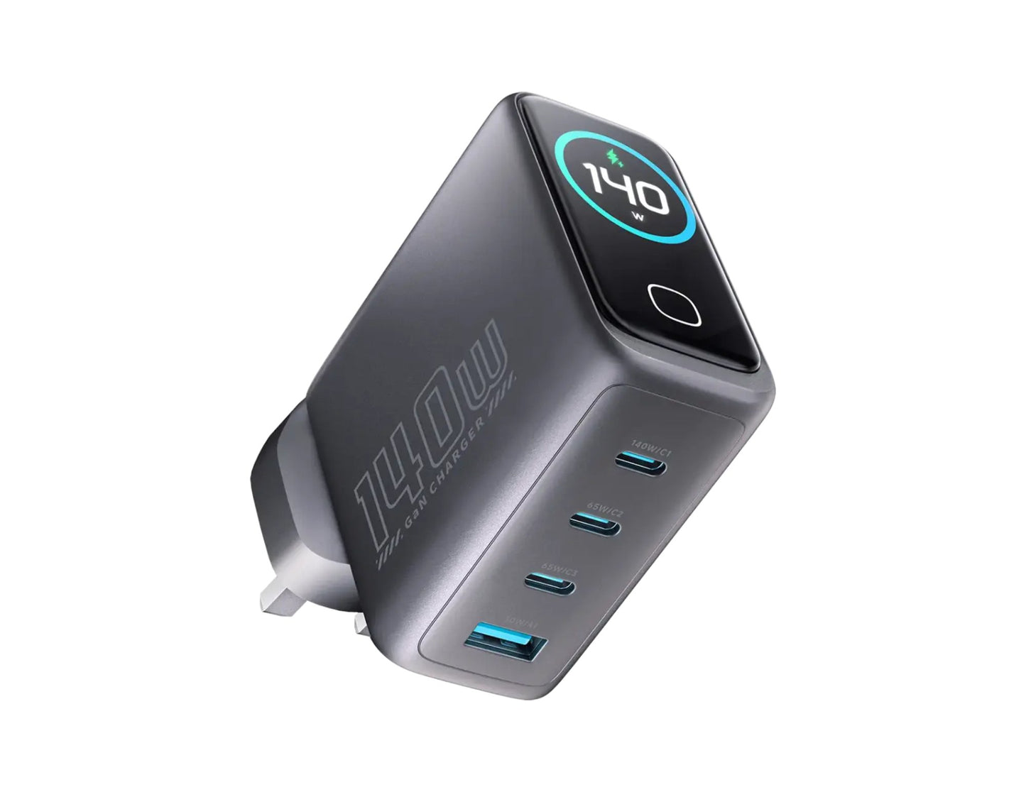 Powerology Voltflow 140W GaN wall charger black UK plug Qatar
