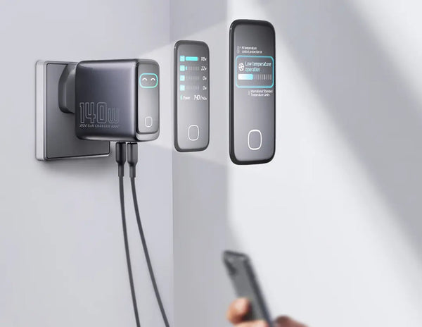 Powerology Voltflow 140W GaN wall charger black UK plug Qatar