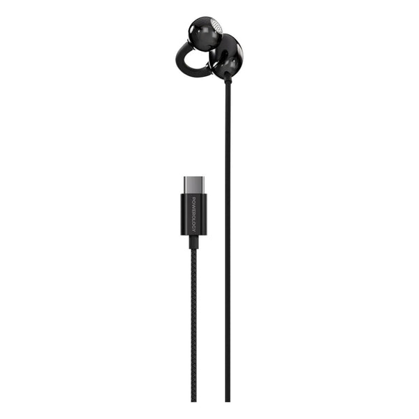Powerology Voro single-sided USB-C wired clip-on earphone with microphone Black Qatar