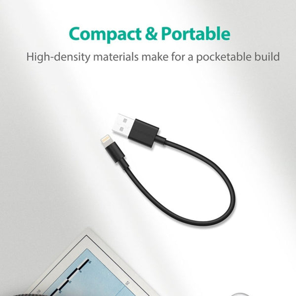 RAVPower RP-CB029 0.2m USB-A to Lightning cable with compact design for power banks Black Qatar