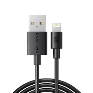 RAVPower RP-CB030 1m USB-A to Lightning cable with fast charging and slim case-friendly connector Black Qatar
