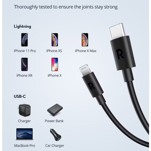 RAVPower RP-CB062 1m USB-C to Lightning cable with PD fast charging and charge sync Black Qatar