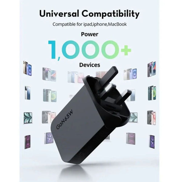 RAVPower PD Pioneer RP-PC1079 65W dual USB-C GaN wall charger with foldable design Black Qatar