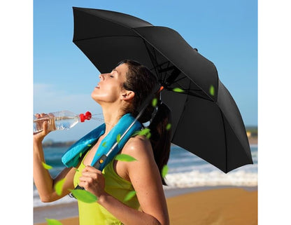 Rechargeable umbrella with built-in mist fan, UV protection, and Type-C charging