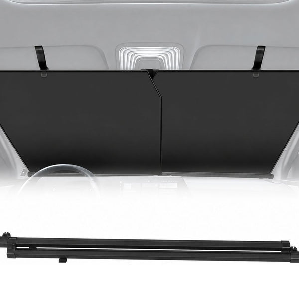 Retractable car windshield sun shade automatic 420D UV heat protection adjustable black Qatar