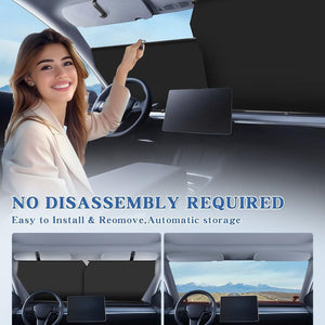 Retractable car windshield sun shade automatic 420D UV heat protection adjustable black Qatar