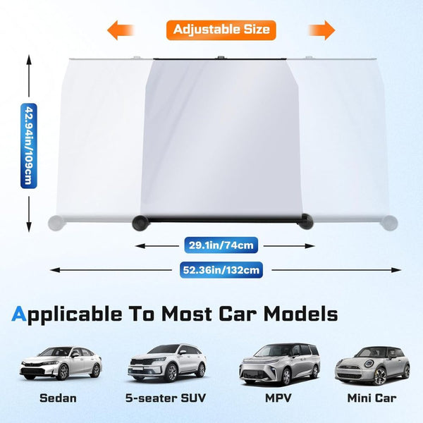 Retractable car windshield sun shade automatic 420D UV heat protection adjustable black Qatar