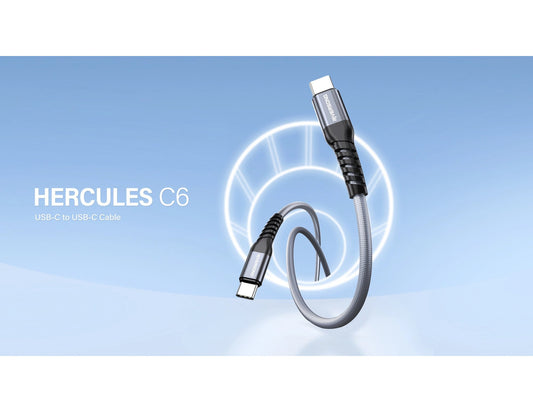 Riversong Hercules C6 3M USB-C to USB-C 100W fast charging data cable with braided nylon and aluminum alloy housing, at Thabthaba Store Qatar