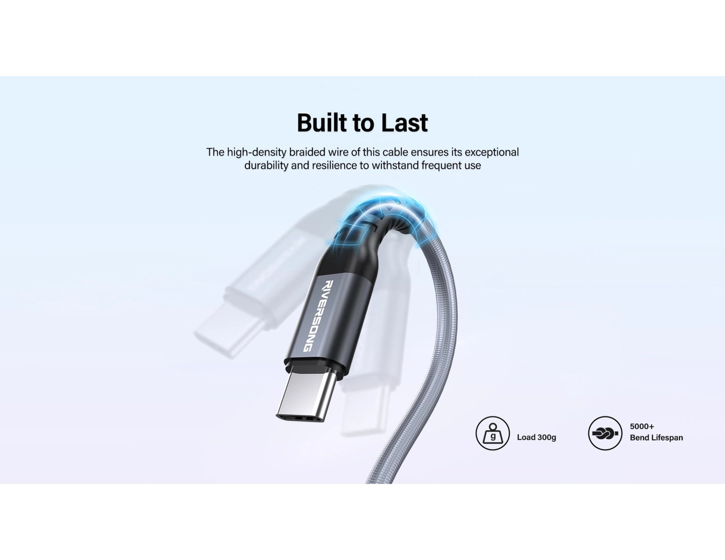 Riversong Hercules C6 3M USB-C to USB-C 100W fast charging data cable with braided nylon and aluminum alloy housing, at Thabthaba Store Qatar