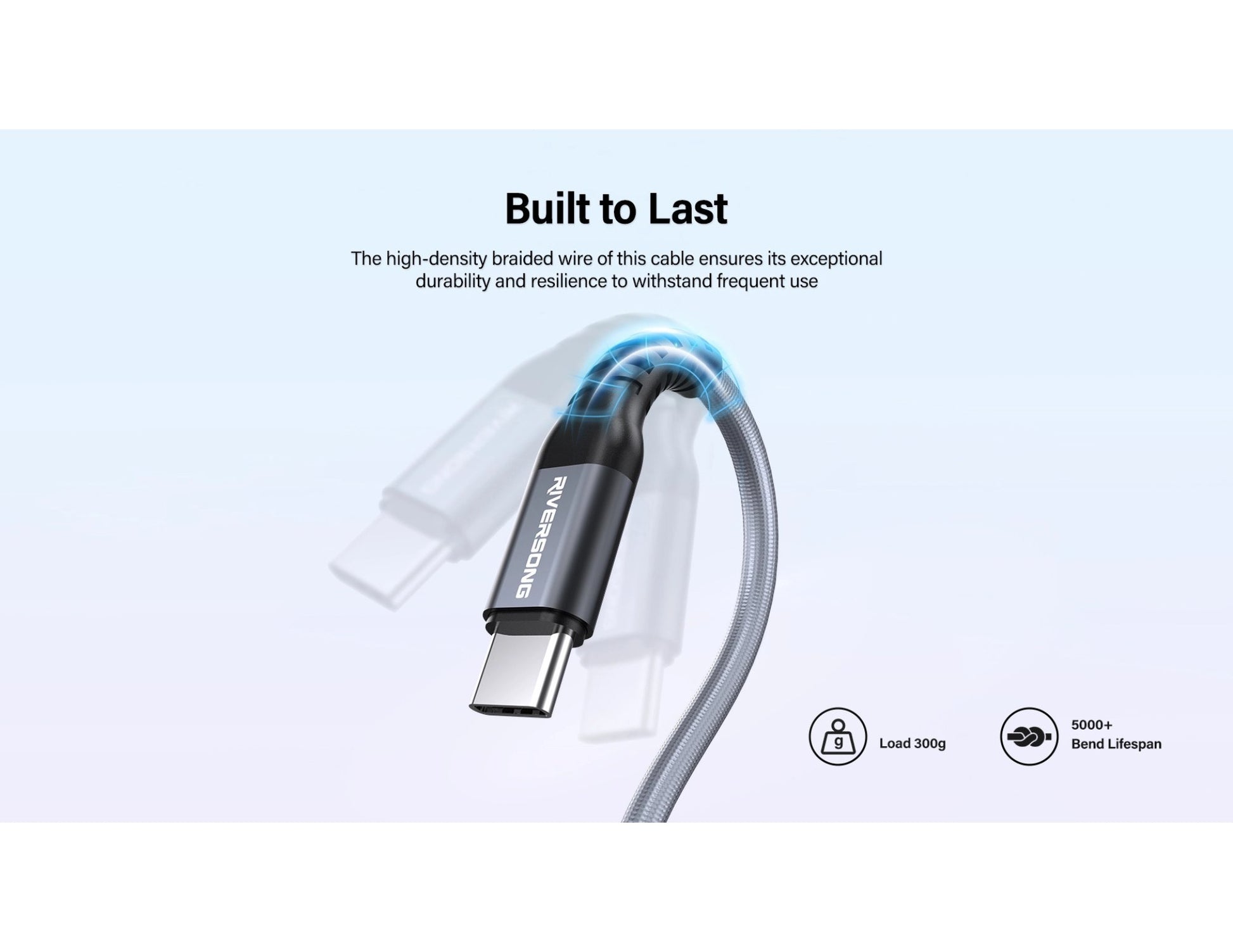 Riversong Hercules C6 3M USB-C to USB-C 100W fast charging data cable with braided nylon and aluminum alloy housing, at Thabthaba Store Qatar