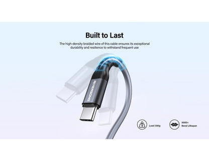 Riversong Hercules C6 3M USB-C to USB-C 100W fast charging data cable with braided nylon and aluminum alloy housing, at Thabthaba Store Qatar
