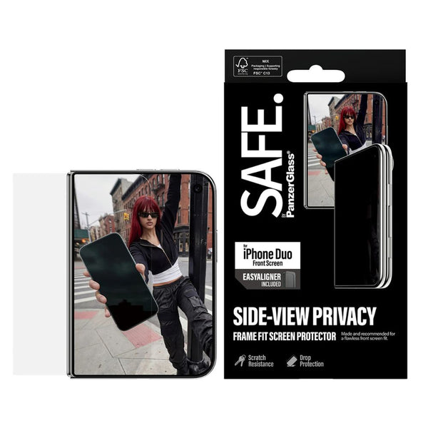 SAFE. by PanzerGlass 2-Way Privacy FRAME FIT front screen protector for iPhone Duo with 60% recycled glass and EasyAligner Qatar
