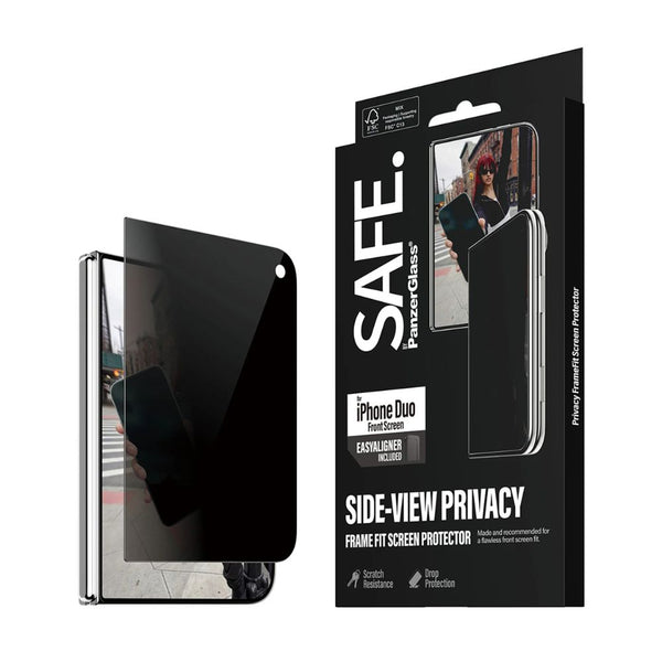 SAFE. by PanzerGlass 2-Way Privacy FRAME FIT front screen protector for iPhone Duo with 60% recycled glass and EasyAligner Qatar
