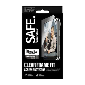 SAFE. by PanzerGlass FRAME FIT front screen protector for iPhone Duo with 60% recycled glass and EasyAligner Qatar