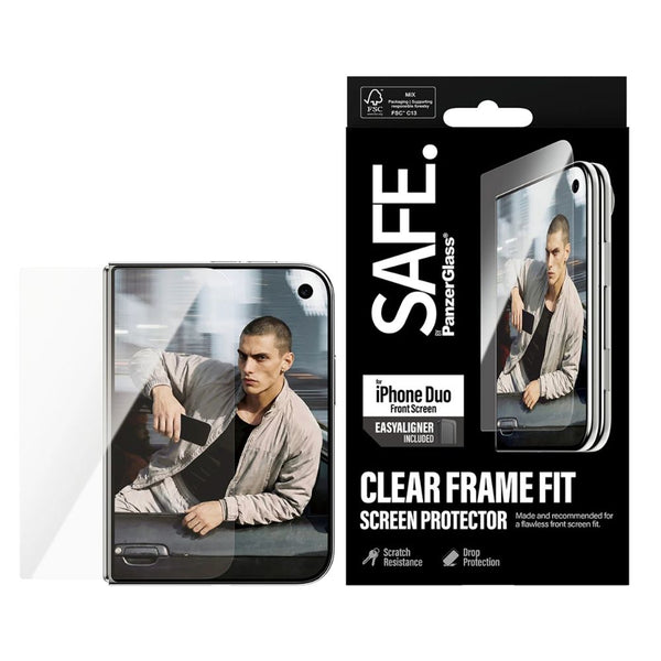 SAFE. by PanzerGlass FRAME FIT front screen protector for iPhone Duo with 60% recycled glass and EasyAligner Qatar